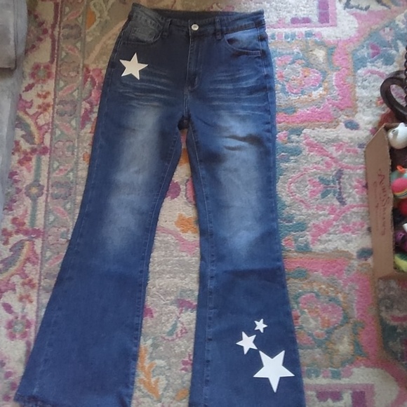 SHEIN Other - Denim blue jeans with embossed stars, Teen 14 y